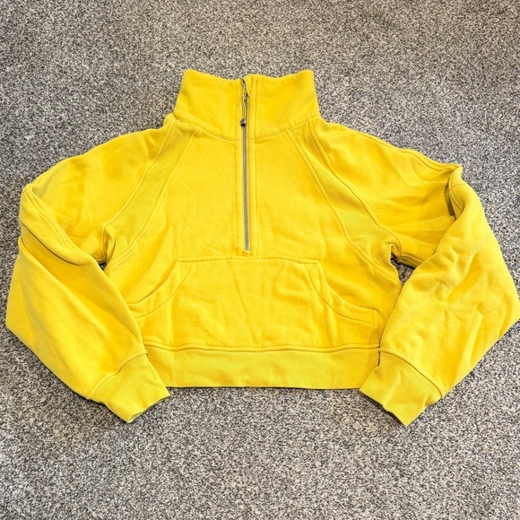 lululemon athletica Tops - Lululemon Athletica Yellow 1/4 Zip Funnel Neck Scuba XS/S